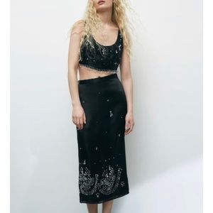 ZARA JEWEL TRIM TOP  AND SKIRT LIMITED EDITION SIZE SMALL
